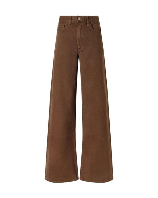 The Elder Statesman Brown Cotton-Twill Wide-Leg Pants