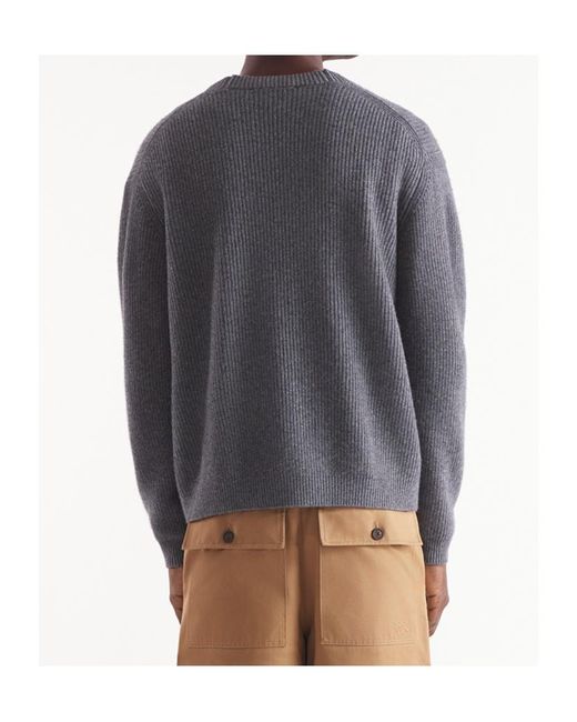 Maison Kitsuné Gray Maison Kitsuné Bold Fox Head Patch Knitted Cardigan for men