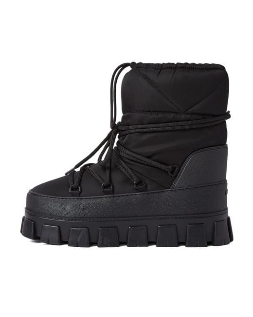 Prada Black Logo Lac-Up Booties