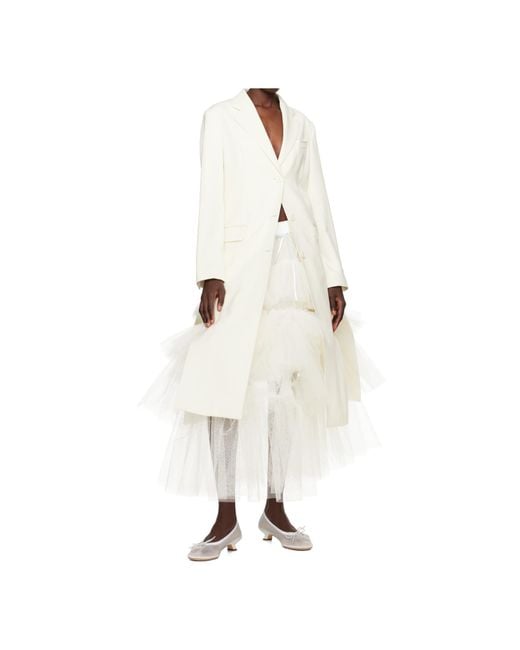 Simone Rocha White Cut-Out Bow Detail Coat