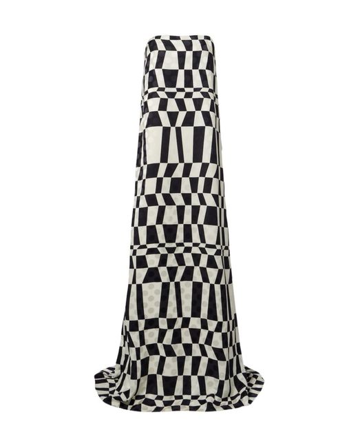 Dries Van Noten White Printed Bustier Gown