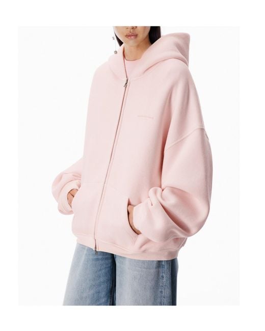 Alexander Wang Pink Crystal Terry Zip Hoodie for men