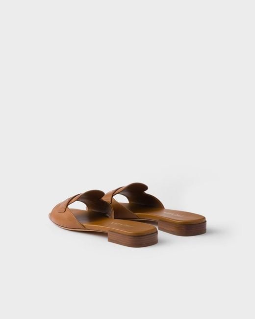 Prada Brown Leather Slides