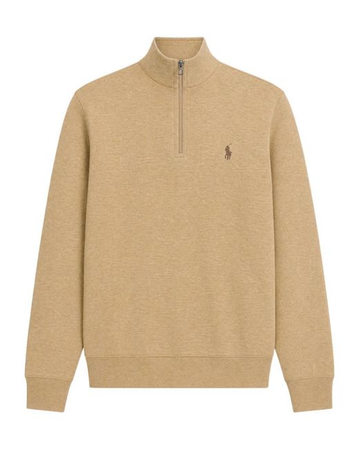 Polo Ralph Lauren Natural Half-Zip Logo-Embroidered Jersey Sweatshirt for men