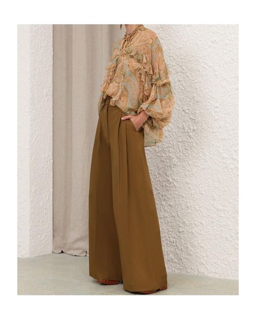 Zimmermann Natural Luna Flutter Ruffled Paisley Blouse