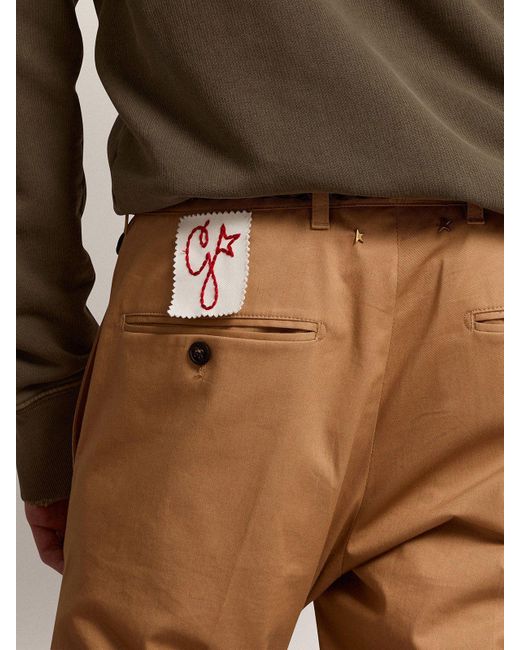Golden Goose Deluxe Brand Natural Corduroy Straight Leg Trousers for men