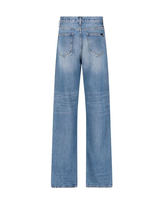 Saint Laurent Blue Logo Patch Mid-Rise Jeans