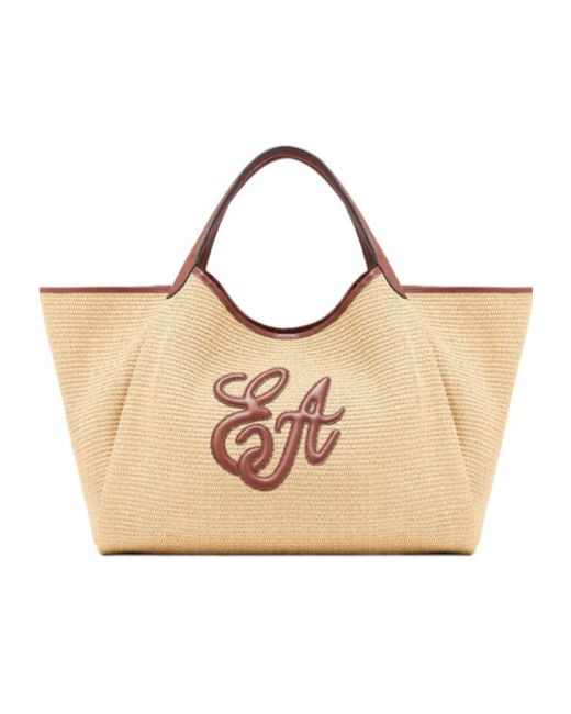 Emporio Armani Natural Logo Trim Tote Bag