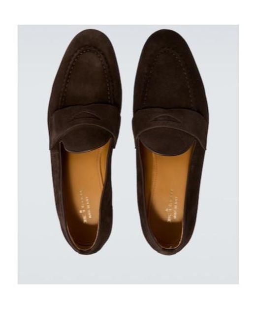 Kiton Brown Suede Penny Loafers for men