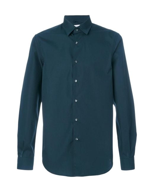 Aspesi Blue Long-Sleeved Button-Down Shirt for men