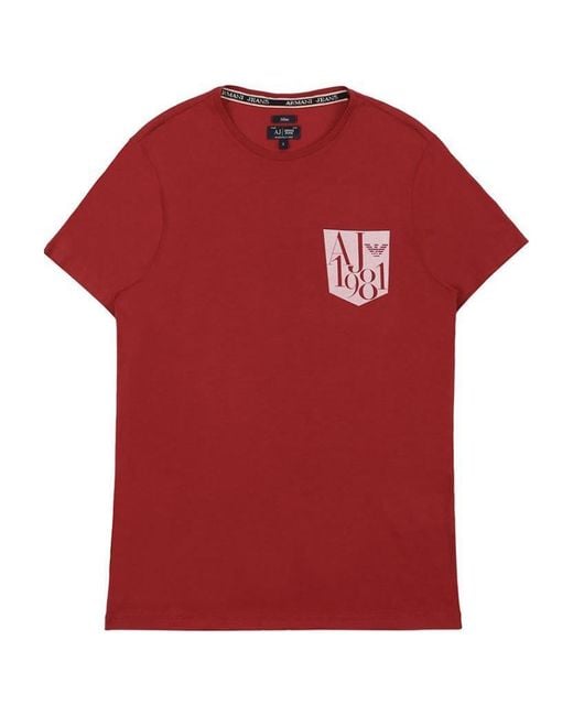 Armani Jeans Red Logo Details T-Shirt for men