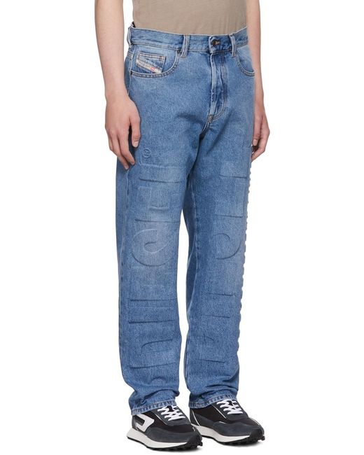 DIESEL Blue D-Mand Mid-Rise Straight-Leg Jeans for men