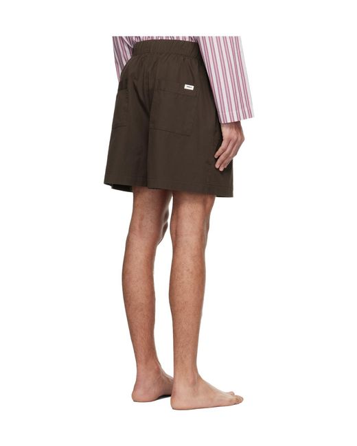Tekla Brown Drawstring Pajama Shorts for men