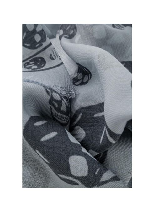 McQueen Gray Printed Scarf