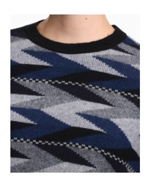Emporio Armani Blue Long-Sleeved Crewneck Jumper