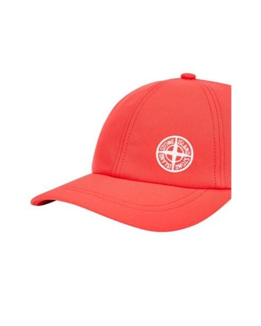 Stone Island Red Logo Baseball Hat for men