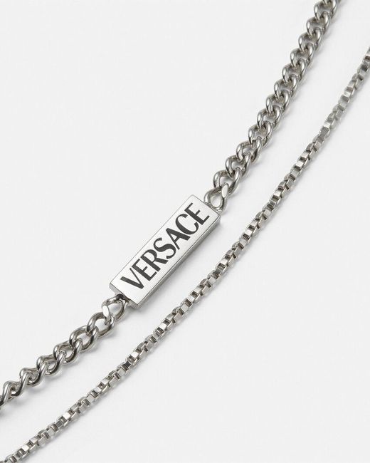 Versace Metallic Safety-Pin Pendant Necklace for men