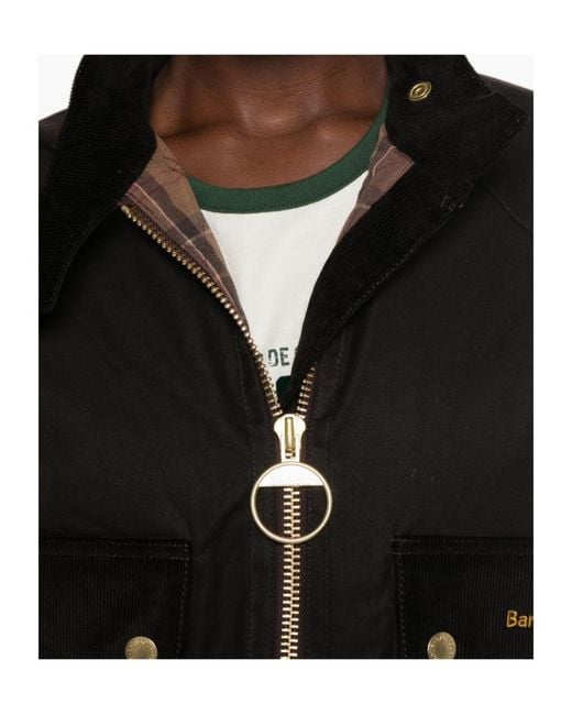 Barbour Black Corduroy-Trim Pocket-Detail Jacket