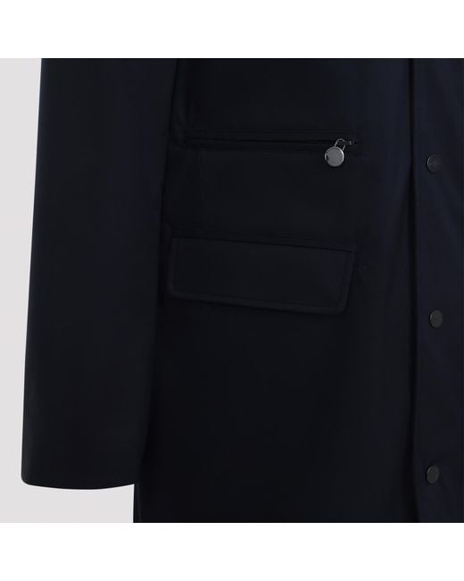Kiton Blue Stand-Collar Button-Up Coat for men