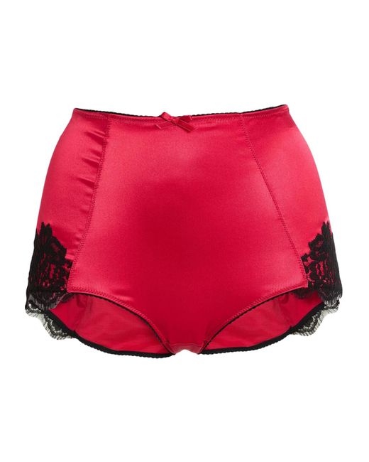 Dolce & Gabbana Red Lace High-Waisted Briefs