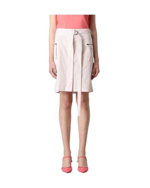 Fendi Pink Logo Printed Belted Skirt