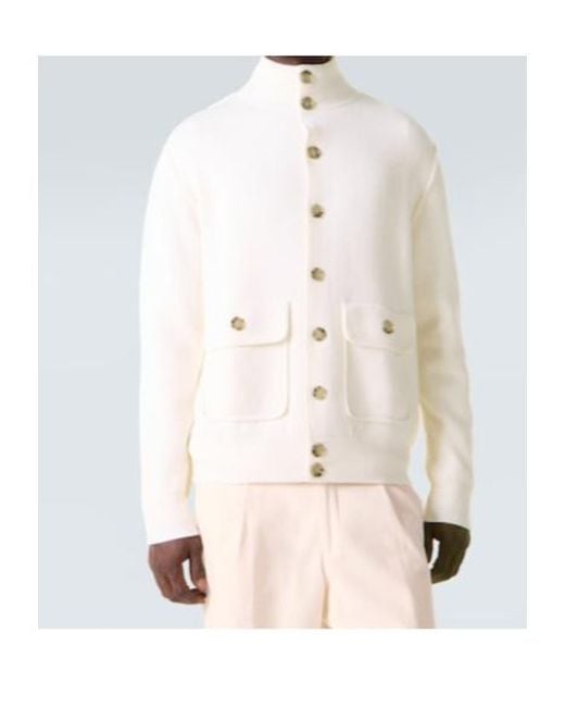 Allude White Knitted Cardigan for men