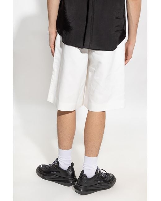 Comme des Garçons White Pleated Wide-Leg Bermuda Shorts for men