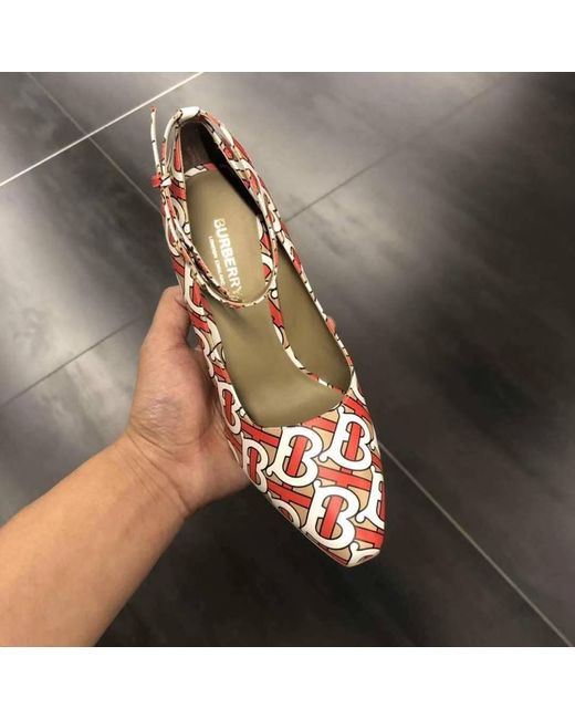Burberry Pink Tb Monogram Print Pumps