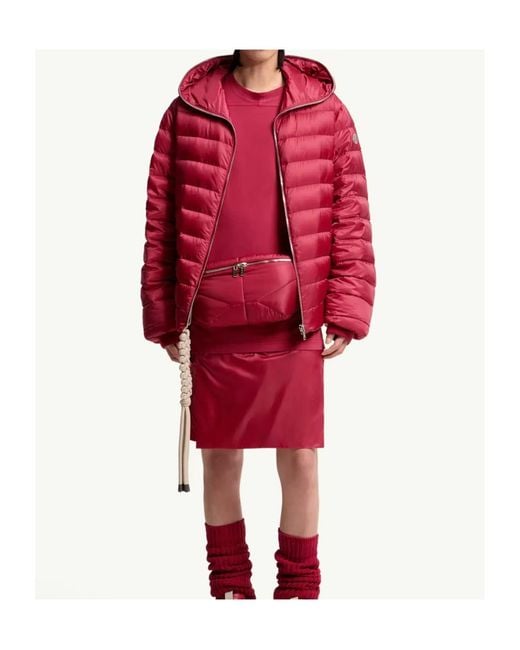 Moncler Red Moncler Rick Owens Ziplock Hooded Short Down Jacket for men