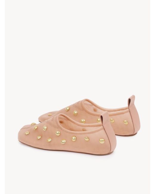 Chloé Pink Chloé Rita Studded Slip-On Flats