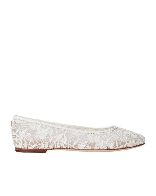 Ralph Lauren White Solid Color Ballet Pumps