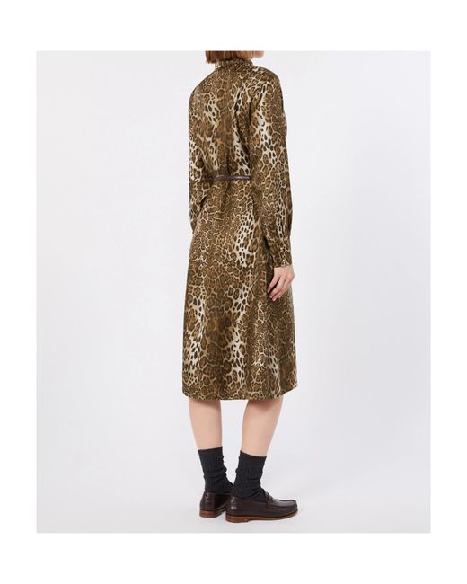 Max Mara Natural Printed Silk Shirt Dress