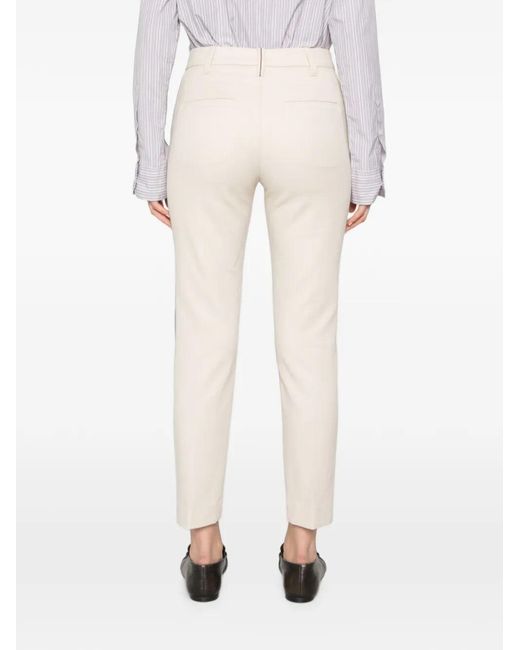 Brunello Cucinelli White Button-Fastening Slim-Fit Trousers