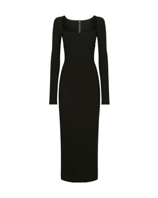 Dolce & Gabbana Black Jersey Long-Sleeve Dress
