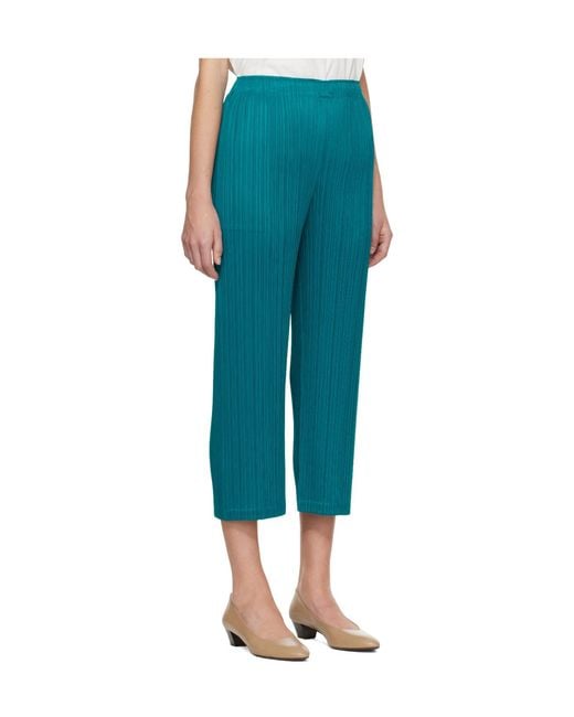 Pleats Please Issey Miyake Blue Pleated Casual Pants
