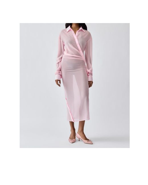 Jacquemus Pink Pareo Collared Long-Sleeve Shirt Dress