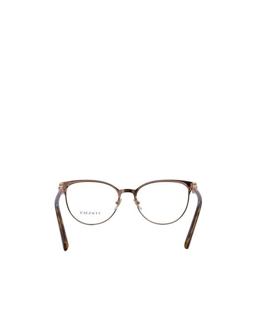 Versace Brown Eyewear Logo Plaque Cat-Eye Frame Glasses