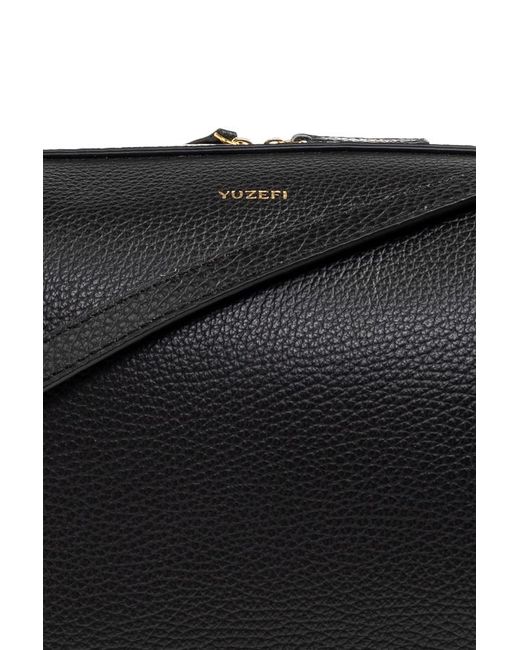Yuzefi Black Brioche Grained Leather Shoulder Bag