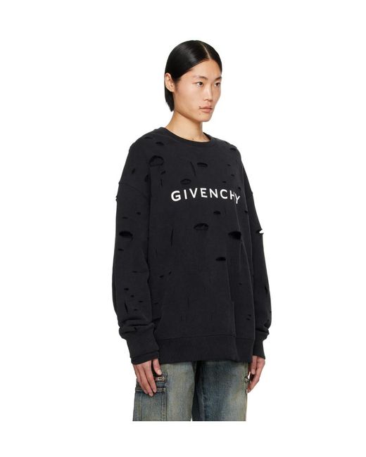 Givenchy Black Logo Printed Crewneck Sweatshirt for men