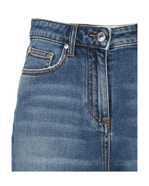 MSGM Blue Logo Denim Shorts