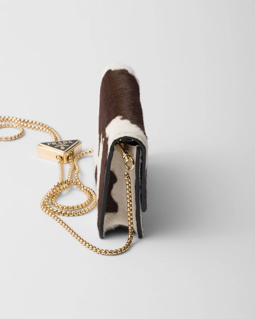 Prada White Triangle-Logo Chain-Linked Card Holder