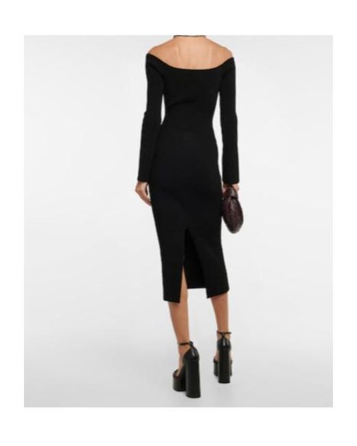 Galvan Black Grace Off-Shoulder Midi Dress