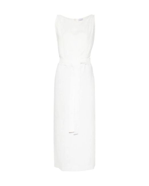 Brunello Cucinelli White Knot Detailed Sleeveless Maxi Dress