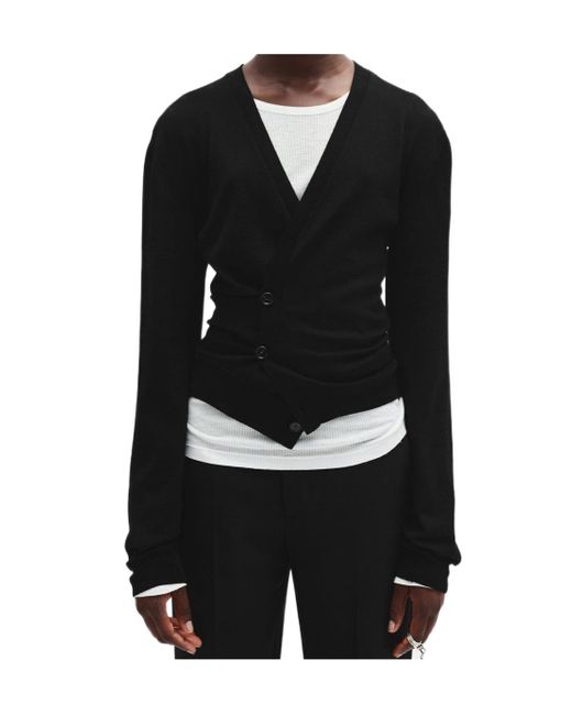Ann Demeulemeester Black Asymmetric Spliced Cardigan