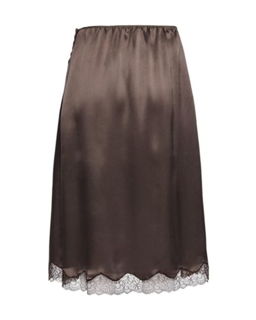 Magda Butrym Brown Lace-Trim Slip Skirt