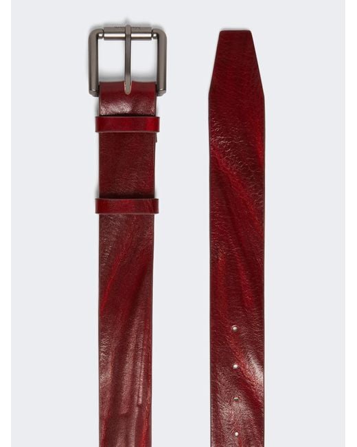 Max Mara Red Logo Engraved Buckle Belt