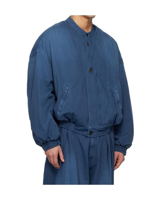 Hed Mayner Blue V-Neck Jacket for men