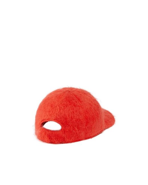 Gucci Red Double G Mohair Baseball Cap