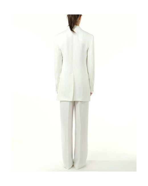 Sportmax White Oversized Concealed Fastened Blazer