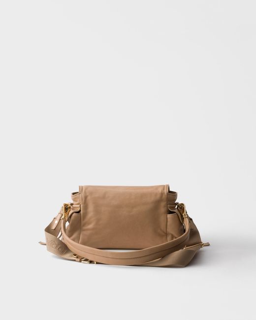 Prada Brown Explore Medium Nappa Leather Shoulder Bag With Flap